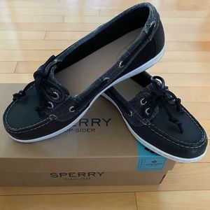 NEW Sperry women’s black sparkle firefish boatshoe